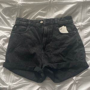 zara washed black denim short